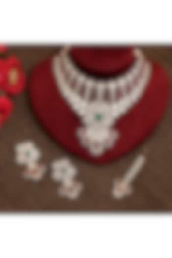 Gold Plated Kundan Polki & Ruby Necklace Set by Beryachi at Pernia's Pop Up Shop