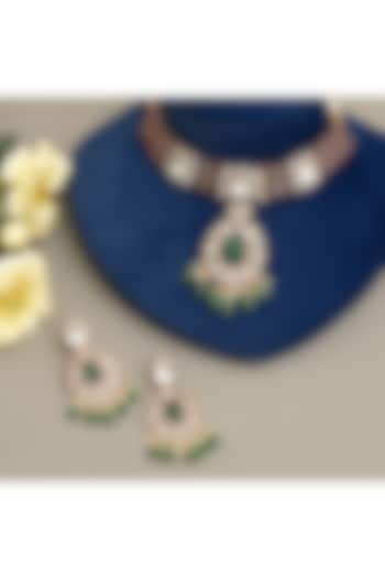 Gold Plated Kundan Polki & Ruby Necklace Set by Beryachi at Pernia's Pop Up Shop