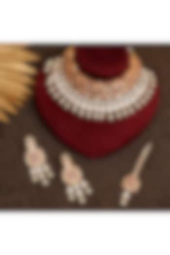 Gold Finish Multi-Colored Kundan Polki Choker Necklace Set by Beryachi at Pernia's Pop Up Shop