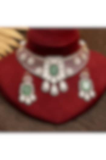 Gold Plated Kundan Polki & Ruby Choker Necklace Set by Beryachi at Pernia's Pop Up Shop