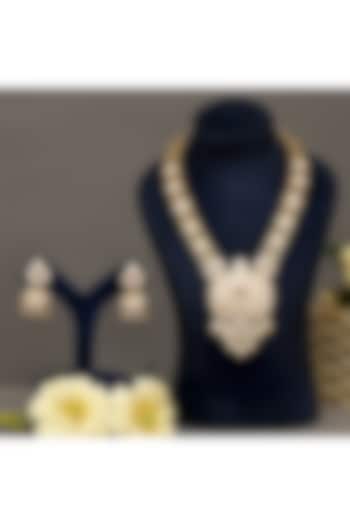 Gold Plated Kundan Polki & Mother Of Pearl Necklace Set by Beryachi at Pernia's Pop Up Shop