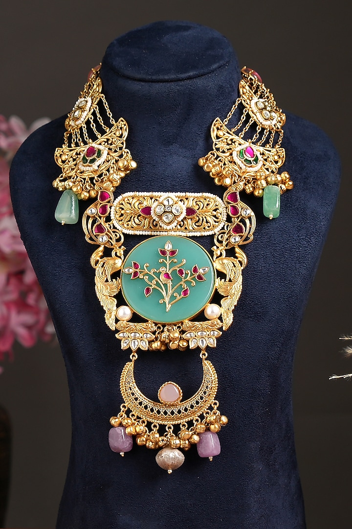 Gold Plated Kundan Polki Necklace Set by Beryachi at Pernia's Pop Up Shop