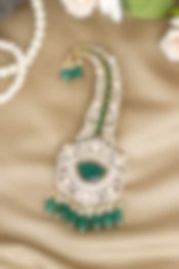 Gold Finish Green Kundan Polki Kalangi by Beryachi Men at Pernia's Pop Up Shop