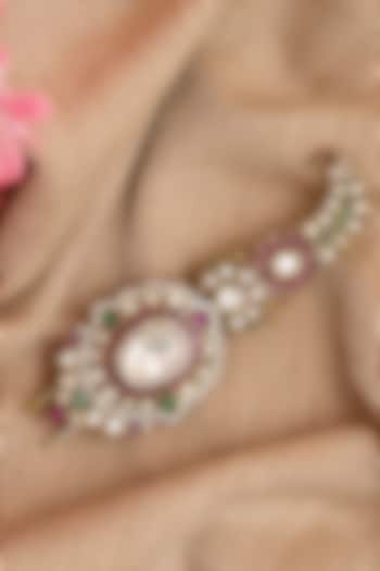 Gold Finish Multi-Colored Kundan Polki & Pearl Kalangi by Beryachi Men at Pernia's Pop Up Shop