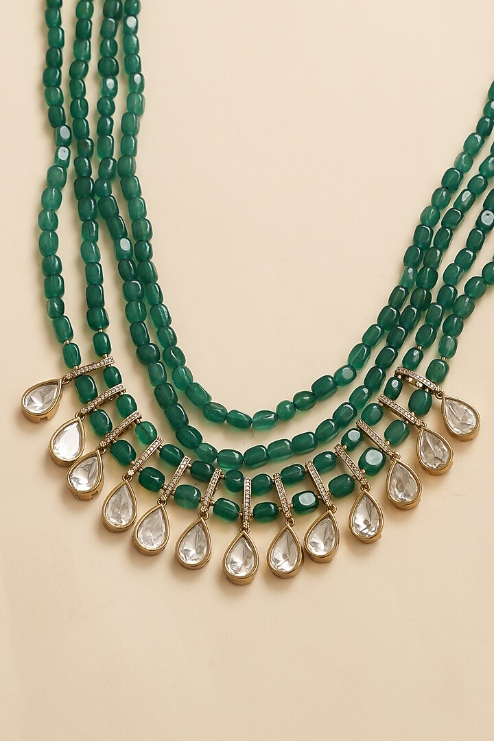 Green Kundan Polki Mala by Beryachi Men at Pernia's Pop Up Shop