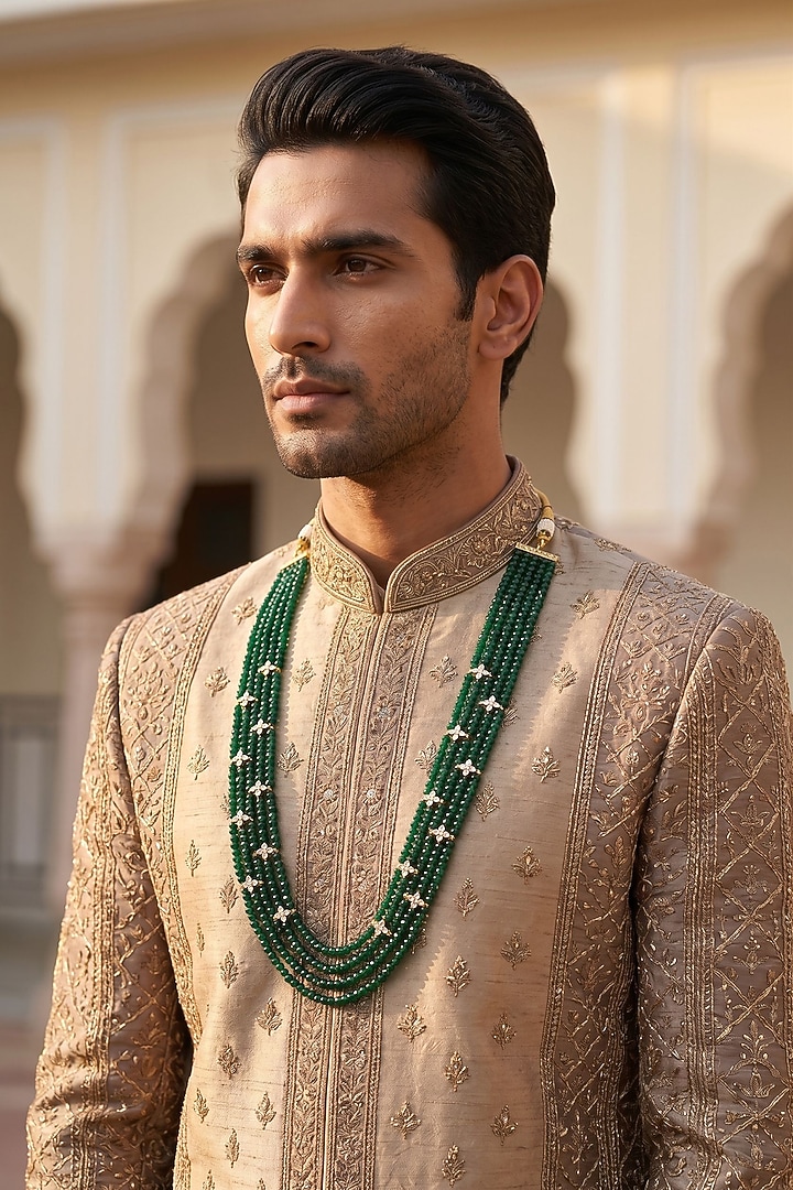 Emerald Kundan Polki Mala by Beryachi Men at Pernia's Pop Up Shop