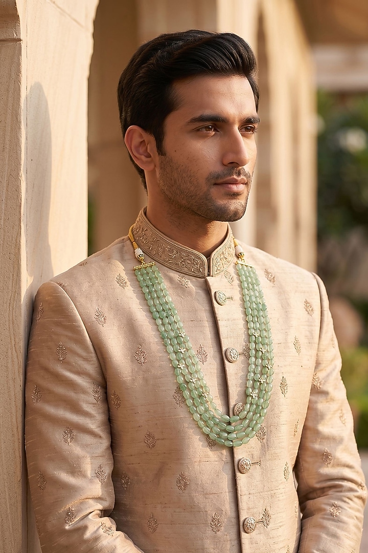 Emerald Kundan Polki Mala by Beryachi Men at Pernia's Pop Up Shop