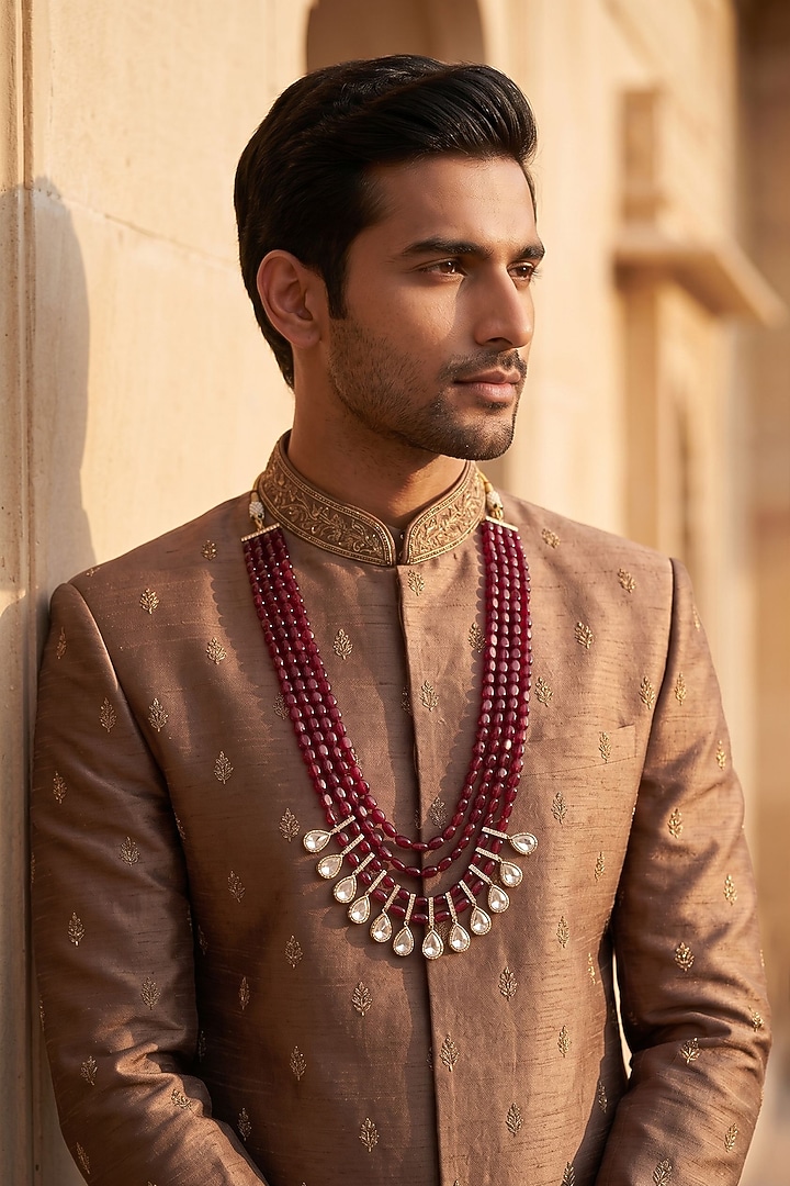 Ruby Kundan Polki Mala by Beryachi Men at Pernia's Pop Up Shop