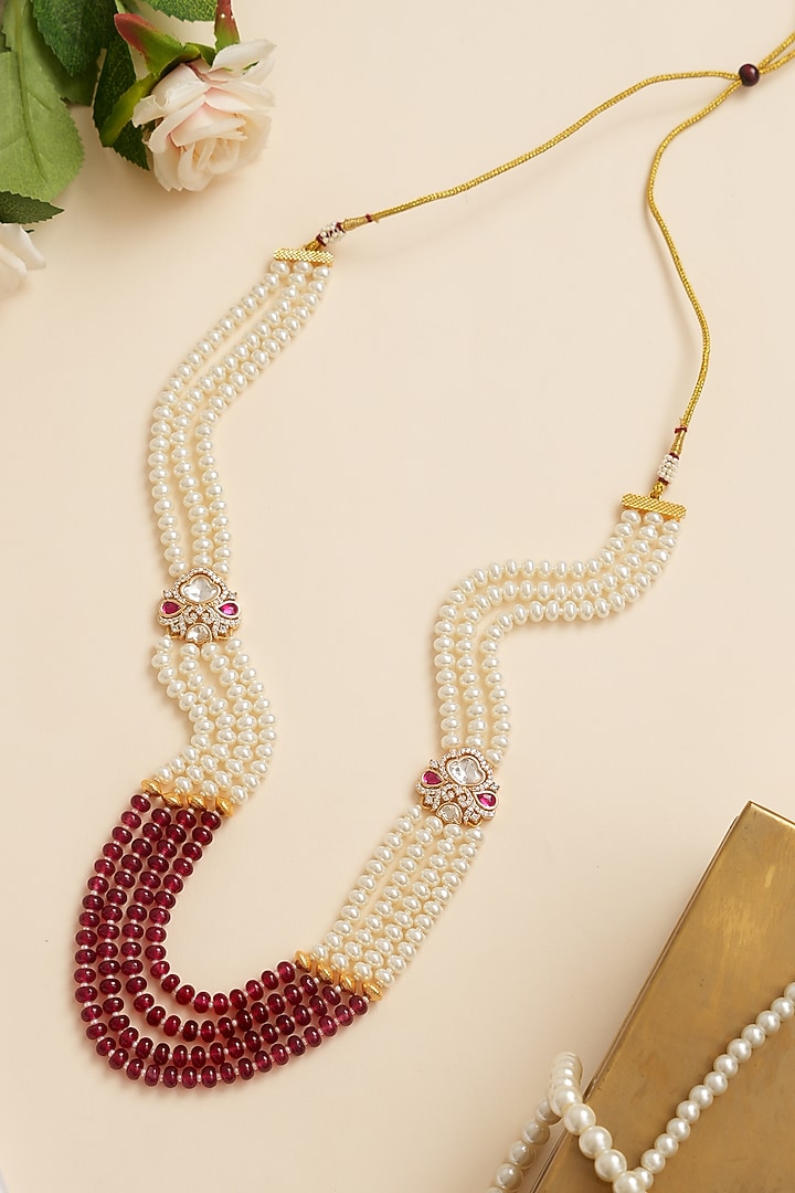 Multi-Colored Kundan Polki Mala by Beryachi Men at Pernia's Pop Up Shop