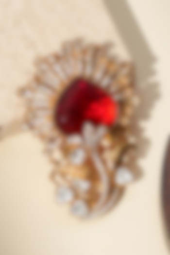 Gold Finish Kundan Polki Brooch by Beryachi Men at Pernia's Pop Up Shop