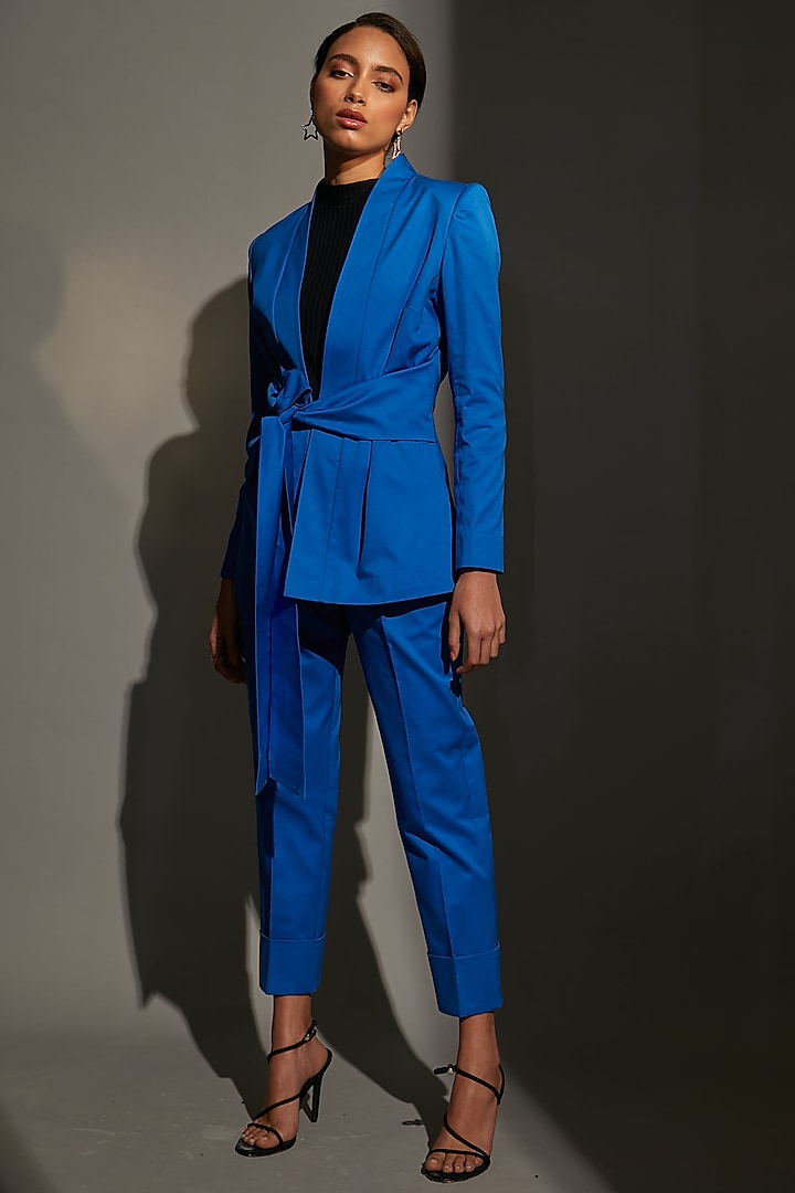 Electric Blue Cropped Pant Set by Be True