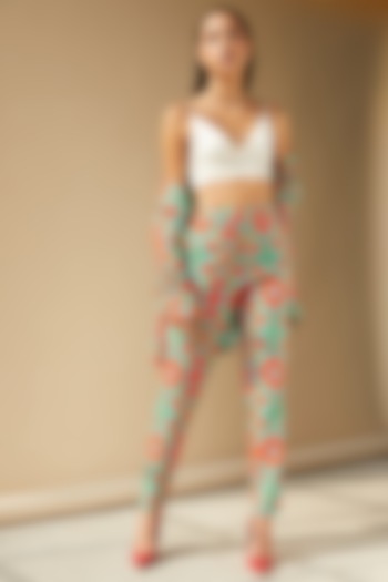 Red & Green Printed Pants by Be True