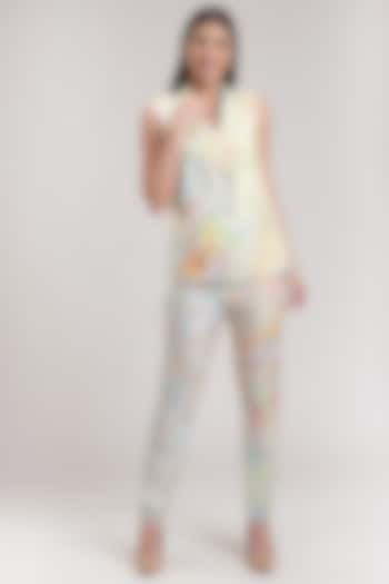Multi Colored Handcrafted Marble Printed Pant Set by Be True at Pernia's Pop Up Shop