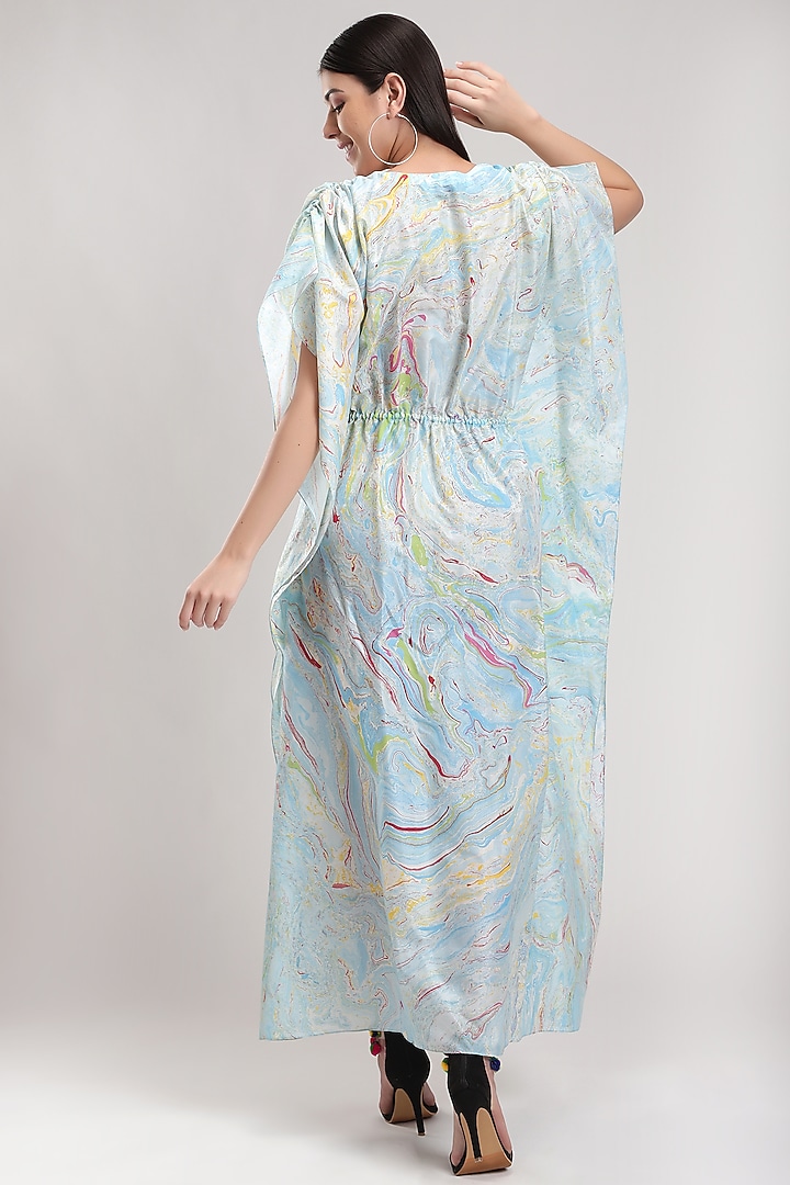 Sky Blue Printed Kaftan Dress by Be True at Pernia's Pop Up Shop