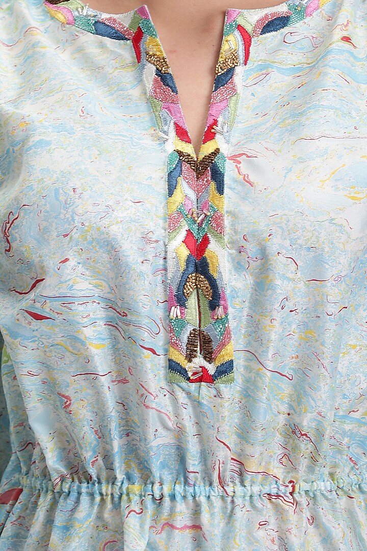 Sky Blue Printed Kaftan Dress by Be True at Pernia's Pop Up Shop