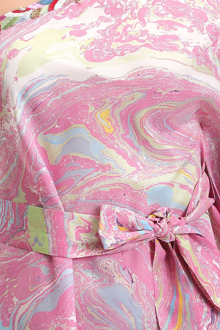 Pink Printed Asymmetrical Top by Be True at Pernia's Pop Up Shop