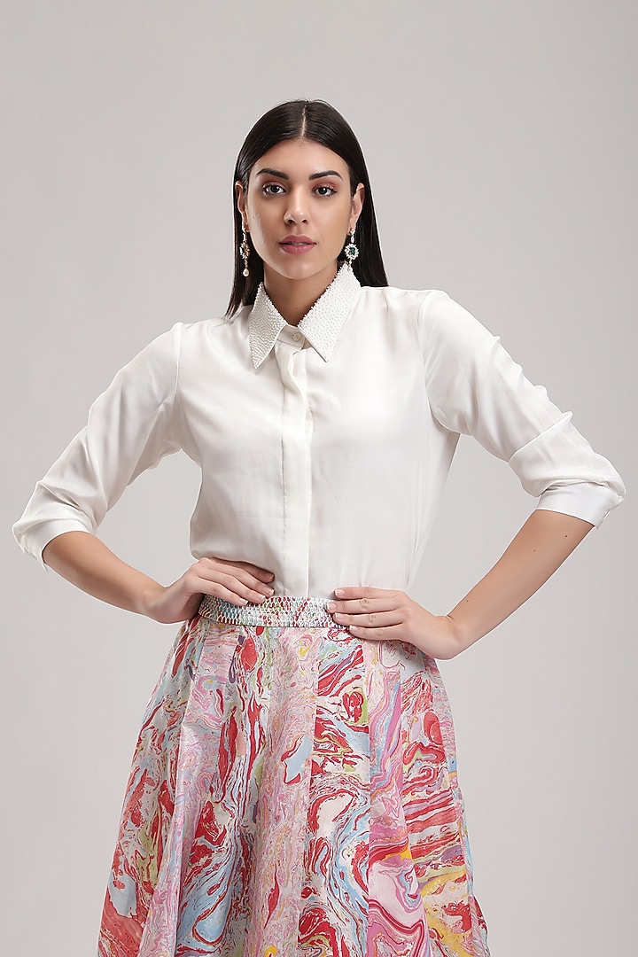 Red & Pink Printed Skirt Set by Be True at Pernia's Pop Up Shop