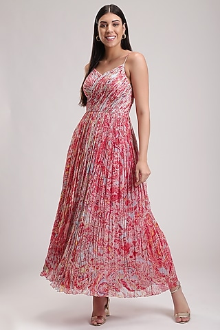 Red Handcrafted Printed Dress by Be True