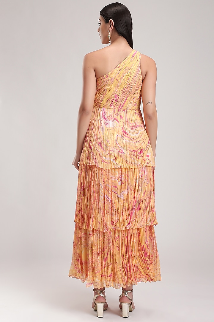 Peach Handcrafted Printed Carpet Vacation Dress by Be True at Pernia's Pop Up Shop