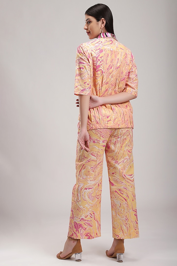 Peach Handcrafted Silk Pant Set by Be True at Pernia's Pop Up Shop