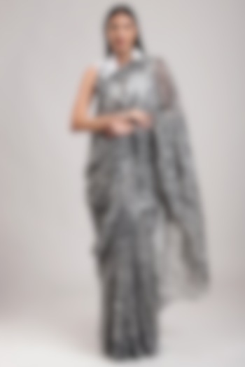 Grey Handcrafted Chiffon Saree by Be True