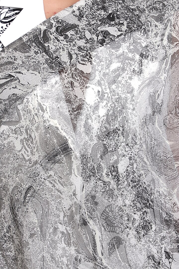 Grey Handcrafted Chiffon Festive Saree by Be True at Pernia's Pop Up Shop