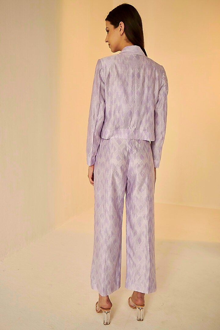 Lilac Chanderi Cotton Silk Shibori Printed Jacket Set by BETRUE at Pernia's Pop Up Shop
