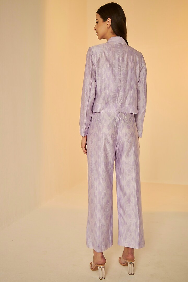 Lilac Cotton Silk Chanderi Shibori Dyed Jacket Set by BETRUE at Pernia's Pop Up Shop
