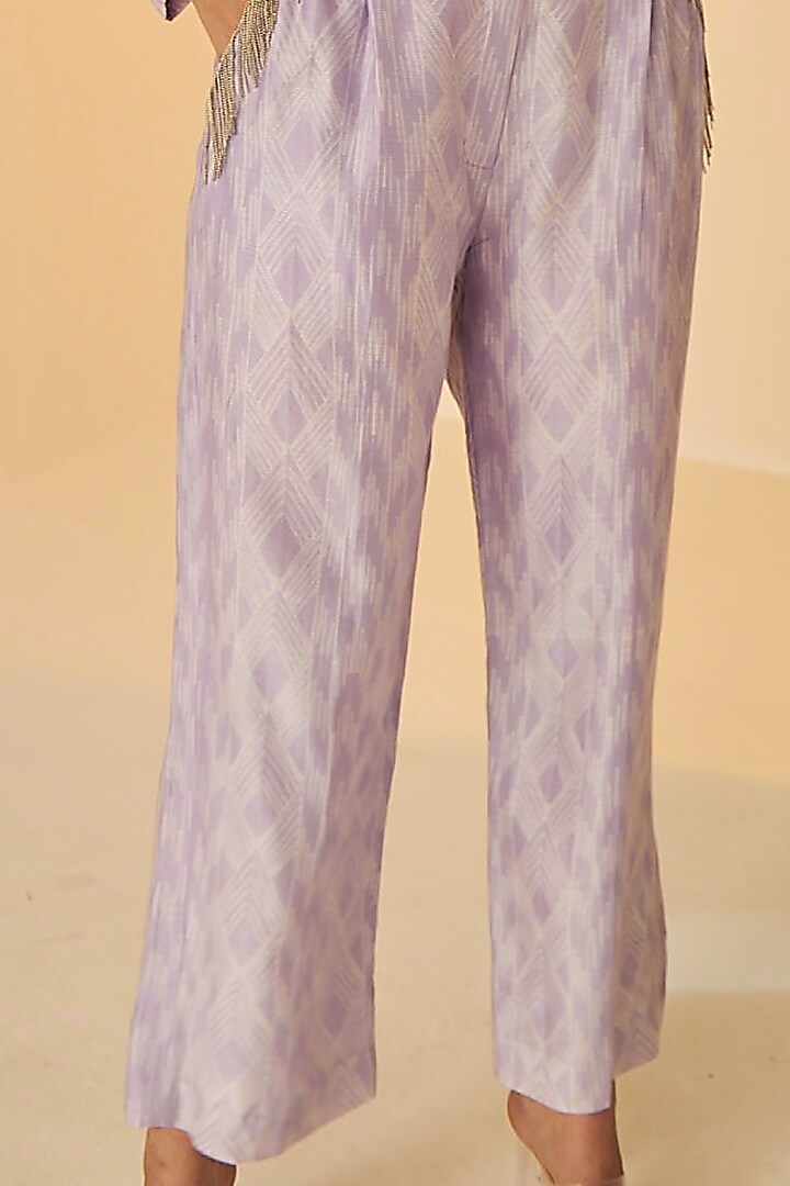 Lilac Cotton Silk Chanderi Shibori Dyed Jacket Set by BETRUE at Pernia's Pop Up Shop
