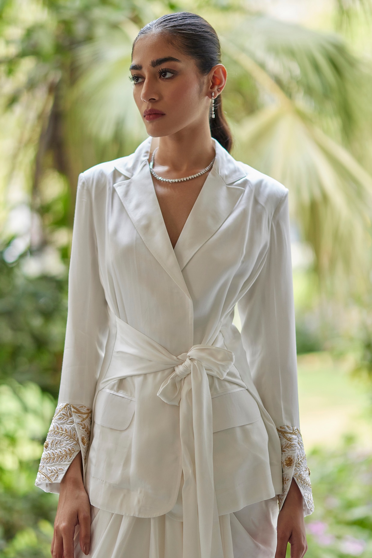 White silk wrap clearance skirt