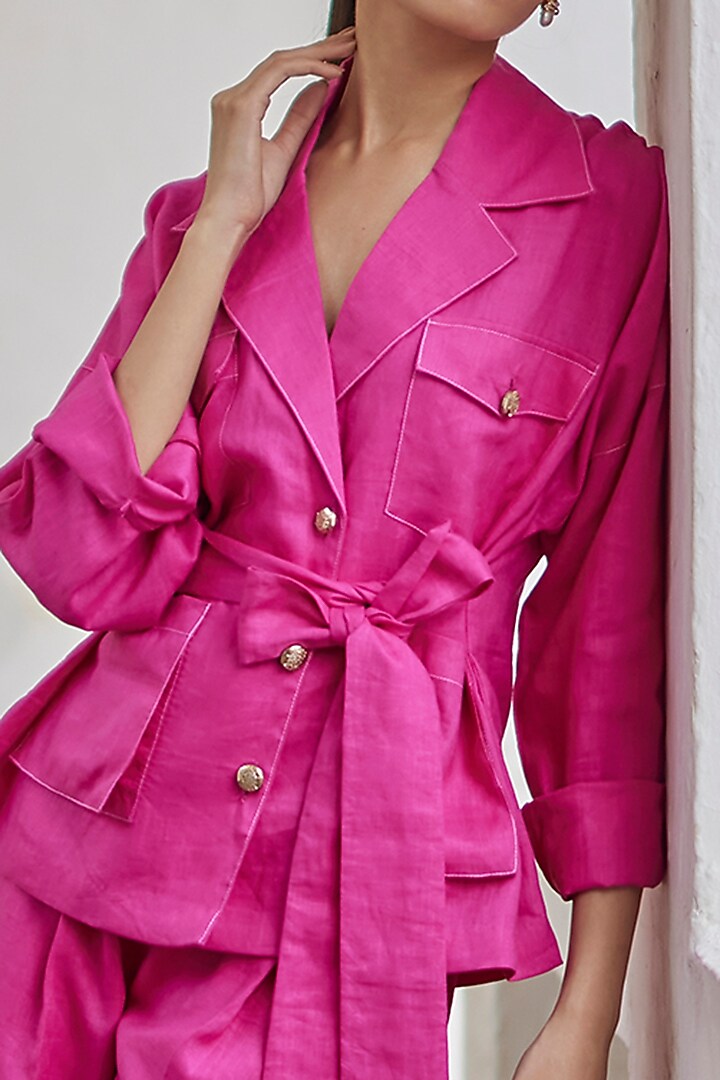 Rani Pink Linen Co-Ord Set by BETRUE at Pernia's Pop Up Shop