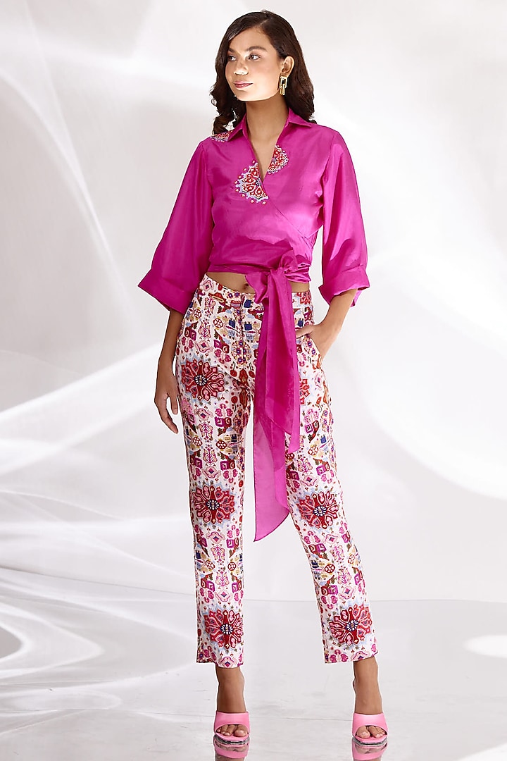 Rani Pink Habutai Silk Wrapped Shirt by BETRUE