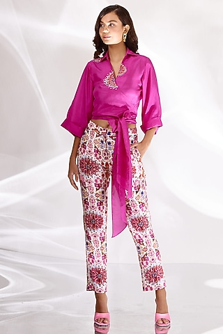 Rani Pink Habutai Silk Wrapped Shirt by BETRUE
