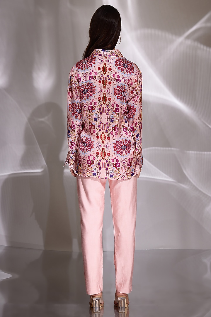 Pink Habutai Silk Printed Shirt by BETRUE at Pernia's Pop Up Shop