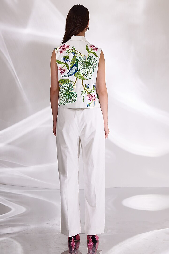 White Cotton Embroidered Co-Ord Set by BETRUE at Pernia's Pop Up Shop
