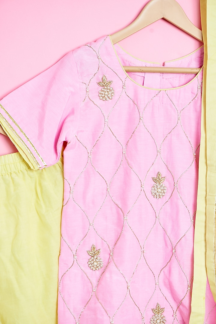 Yellow Cotton Silk Sharara Set For Girls by Be Bonnie at Pernia's Pop Up Shop