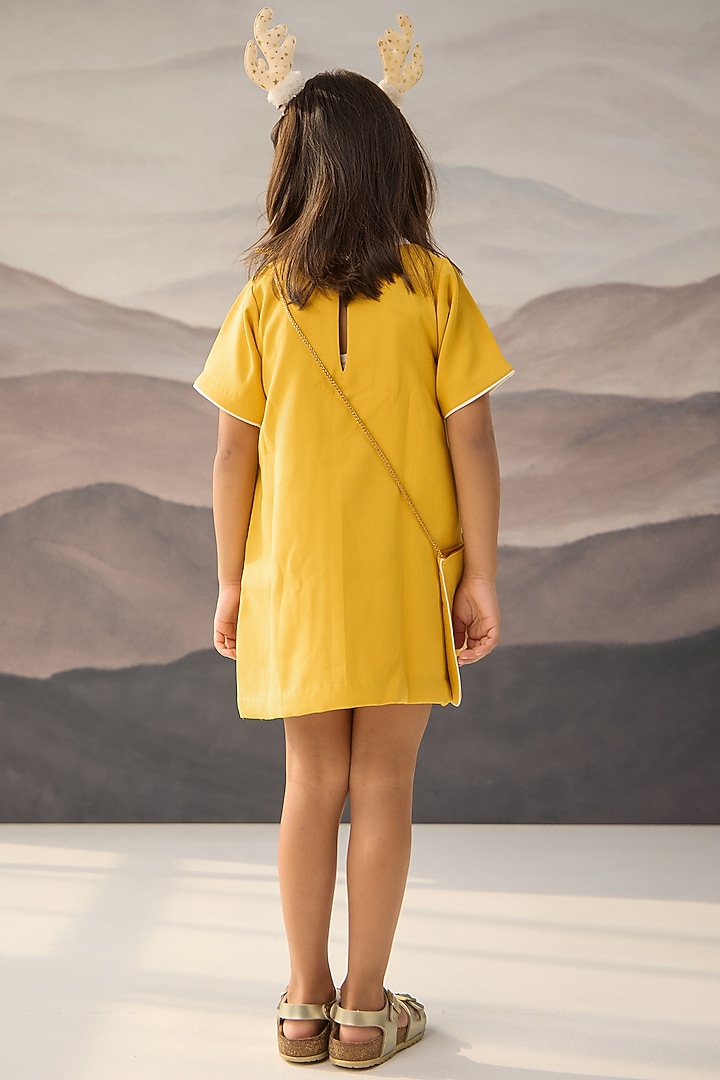 Yellow Banana Crepe Floral Patchwork Dress For Girls by Be Bonnie at Pernia's Pop Up Shop