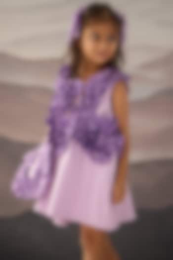 Purple Banana Crepe Pearl Embellished Frilled Dress For Girls by Be Bonnie at Pernia's Pop Up Shop