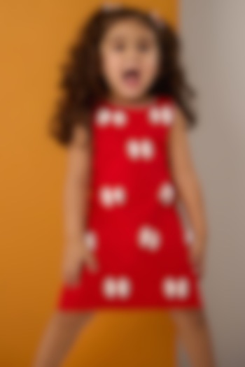 Red Banana Crepe Bow Dress For Girls by Be Bonnie at Pernia's Pop Up Shop