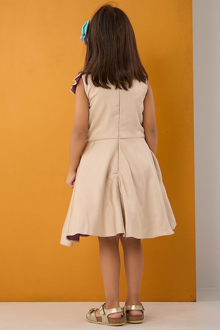 Ivory & Purple Imported Satin Draped Dress For Girls by Be Bonnie at Pernia's Pop Up Shop