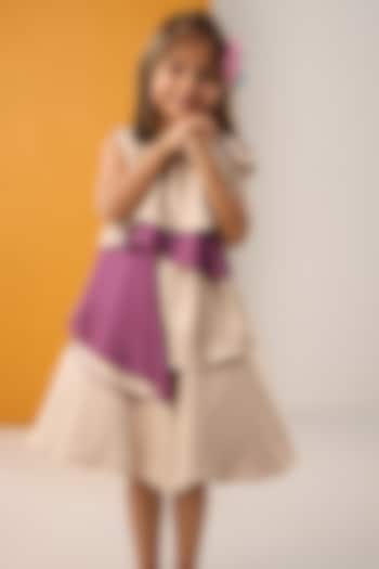 Ivory & Purple Imported Satin Draped Dress For Girls by Be Bonnie at Pernia's Pop Up Shop