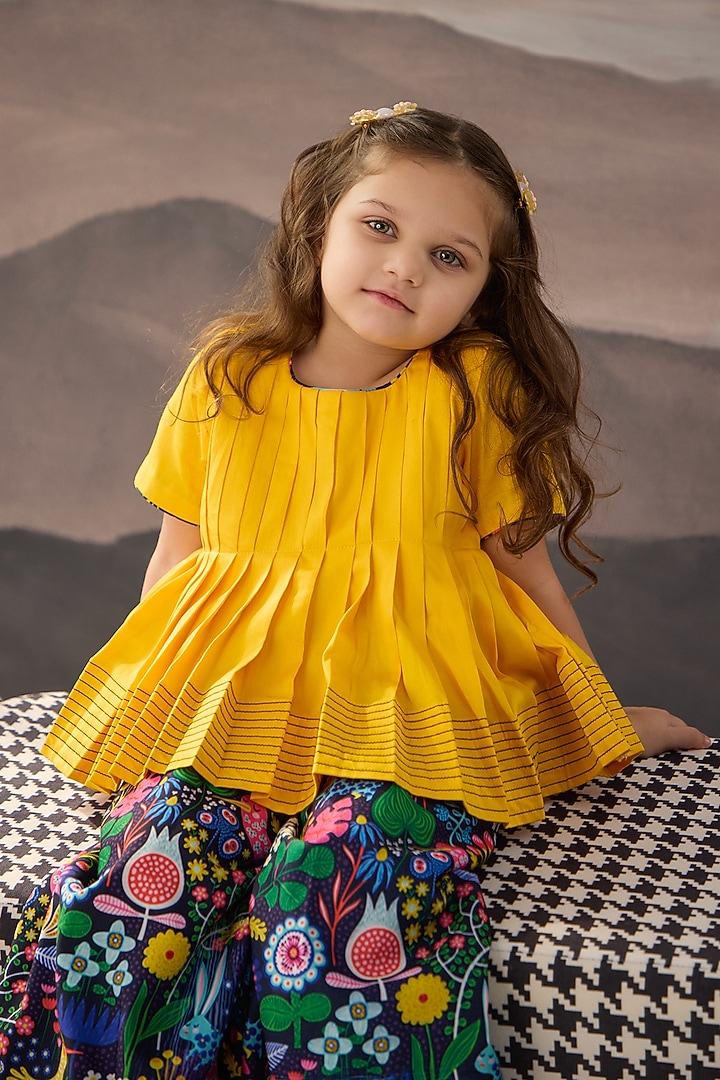 Multi-Colored Cotton Muslin Floral Printed Co-Ord Set For Girls by Be Bonnie at Pernia's Pop Up Shop