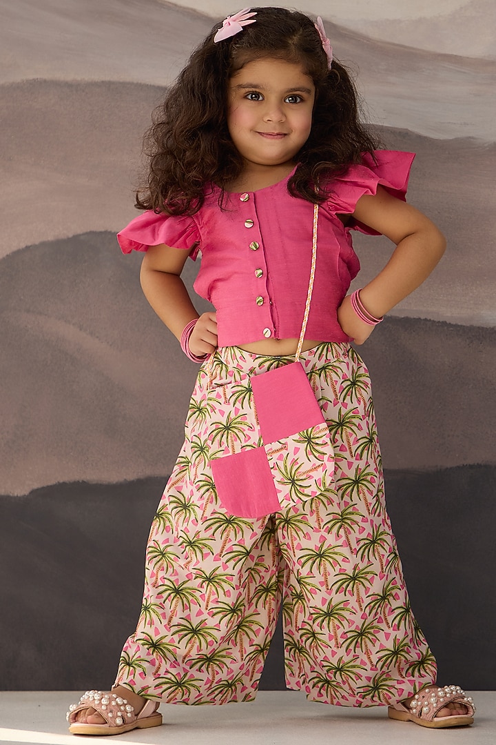 Pink Cotton Muslin Printed Co-Ord Set For Girls by Be Bonnie at Pernia's Pop Up Shop