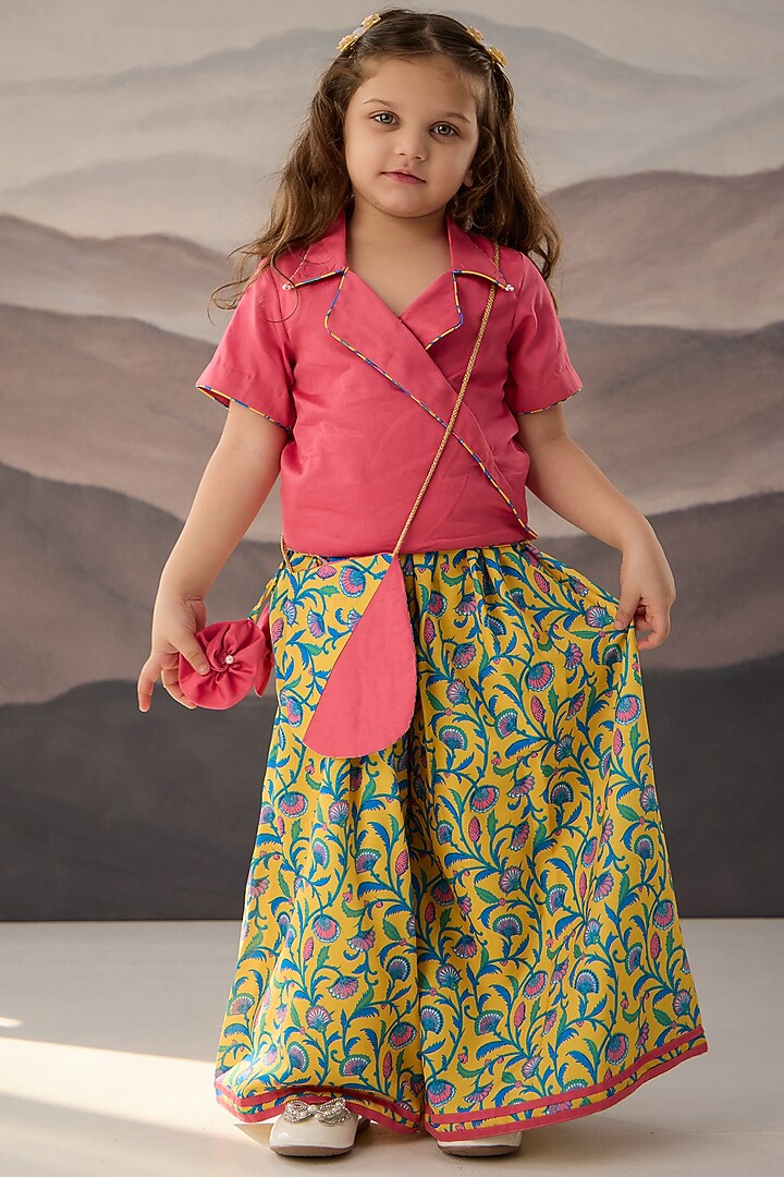 Yellow Cotton Muslin Paisley Printed Co-Ord Set For Girls by Be Bonnie at Pernia's Pop Up Shop