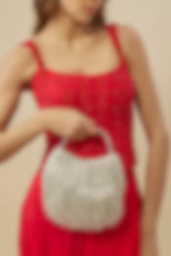 Silver Satin Hand Embroidered Potli by Be Chic at Pernia's Pop Up Shop