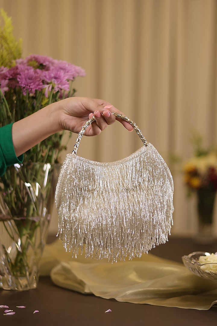 Radiance Silver Satin Potli Bag by Be Chic at Pernia's Pop Up Shop