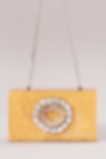 Honey Yellow Resin Clutch With Crystals by Be Chic
