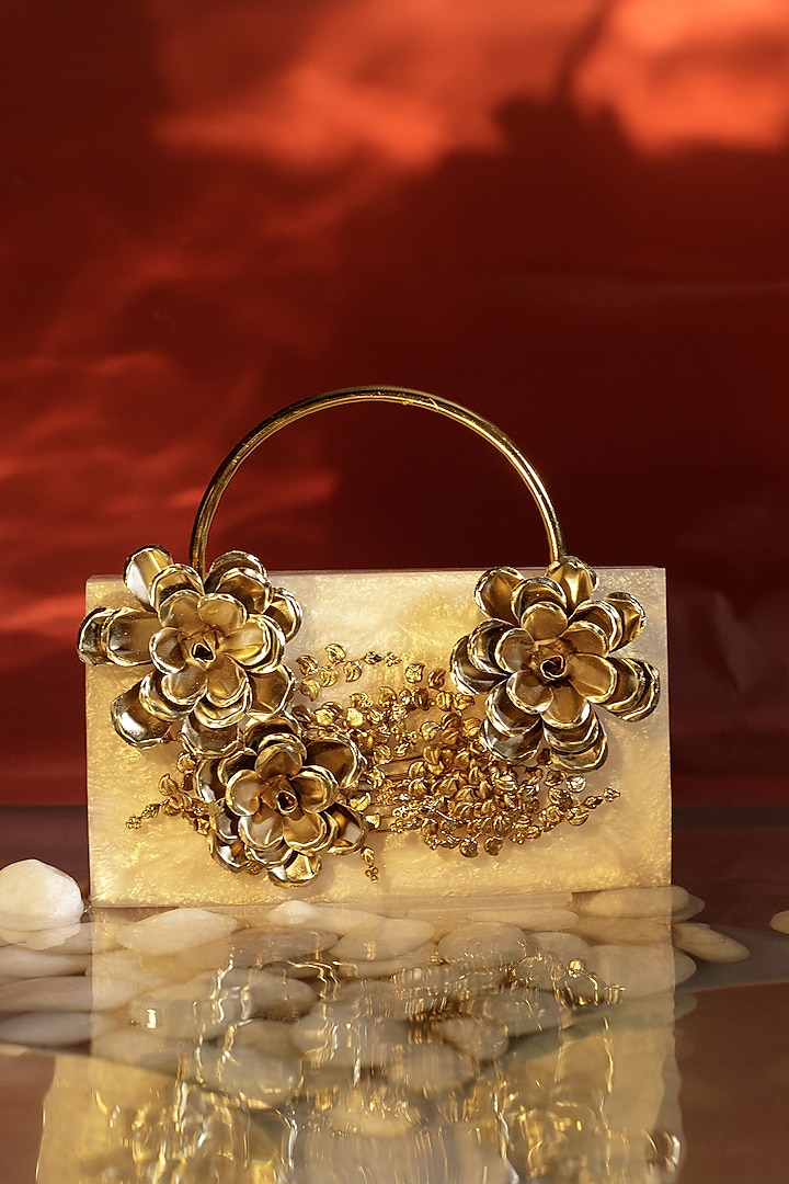 Gold Pearl Resin Clutch by Be Chic