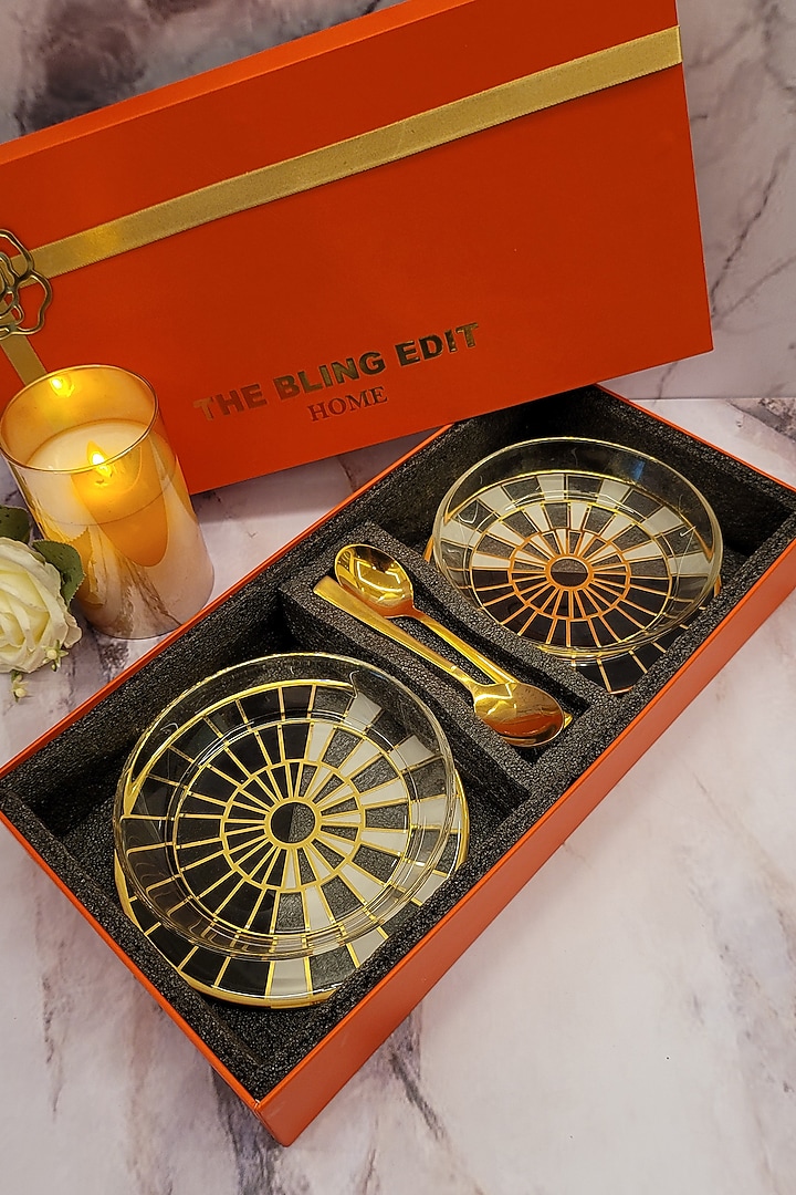 Black & White Handracfted Bowl & Spoon Set by The Bling Edit at Pernia's Pop Up Shop