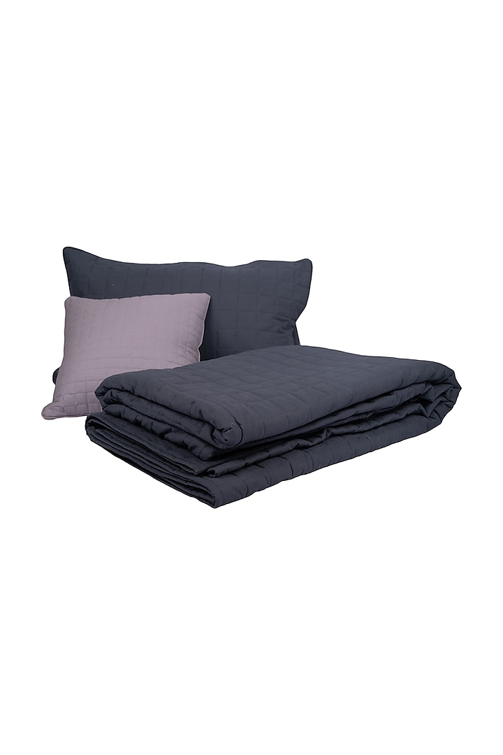 Blue Cotton Cambric Bed Cover (Set of 5) by Ratios at Pernia's Pop Up Shop